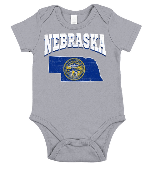 US America State Flag Land Map Nebraska Short Sleeve Baby One-Piece