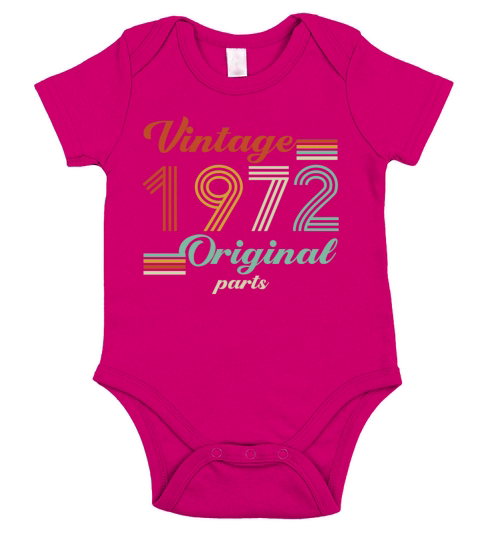 Vintage 1972 50th Birthday Original Parts Dad Mom Short Sleeve Baby One-Piece