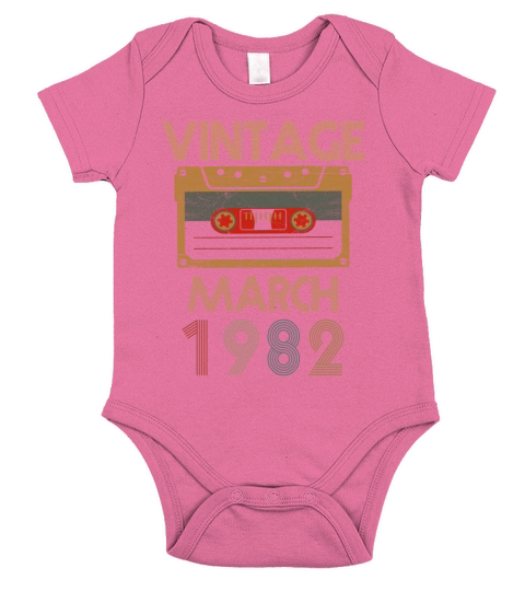 Vintage March 1982 Birthday Short Sleeve Baby One-Piece