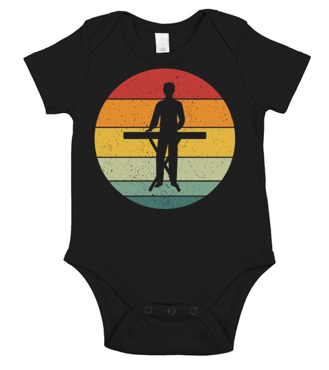 Vintage Retro Electric Keyboard Piano Music Short Sleeve Baby One-Piece