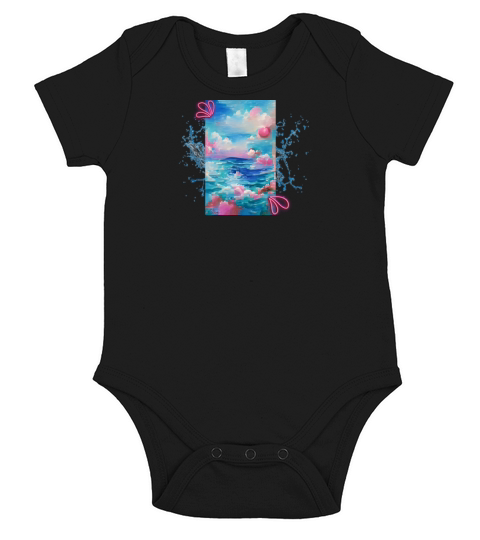 Watercolor Design Short Sleeve Baby One-Piece
