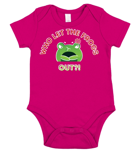 Who Let The Frogs Out Cute Cartoon Angry Frog Red Short Sleeve Baby One-Piece