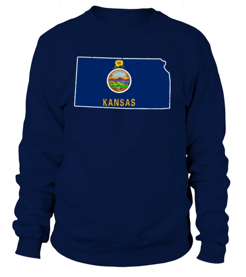 Land Map America US State Distressed Kansas Sweatshirt Unisex