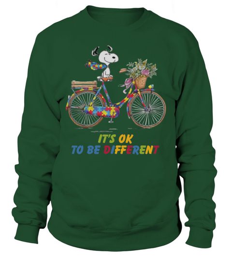Snoopy Riding Bike It’s Ok To Be Different Autism shirt Sweatshirt Unisex