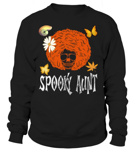 Spooky Aunt Messy Bun Women Hippie Halloween Sweatshirt Unisex