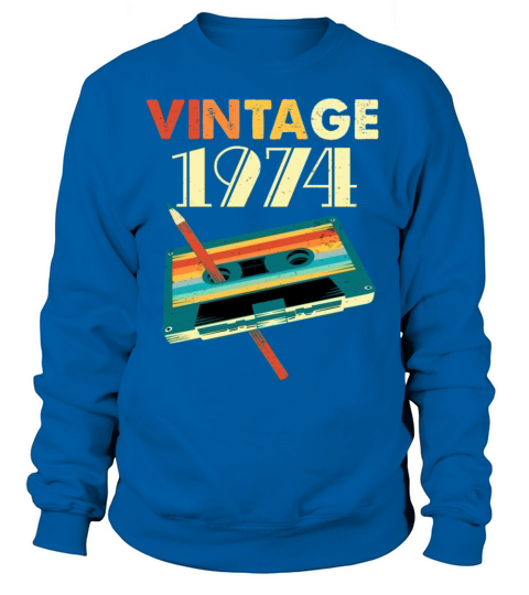 Vintage 1974 Music Cassette 1974 Birthday Sweatshirt Unisex