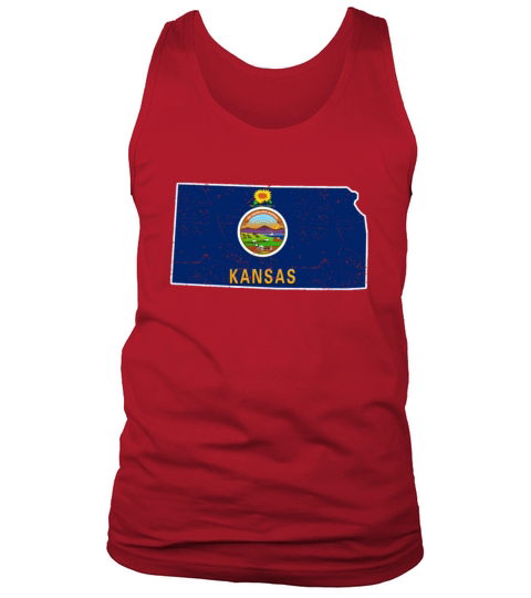 Land Map America US State Distressed Kansas Tank Top Unisex
