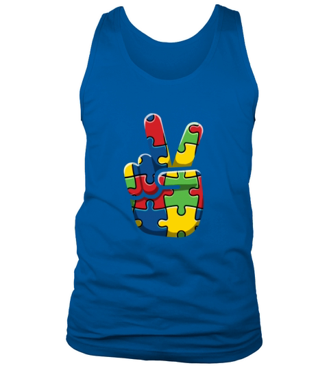 Peace Sign Puzzle Be Kind Autism Awareness Support Tank Top Unisex
