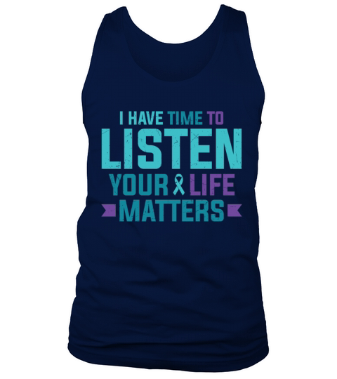 Purple Teal Ribbon I Have Time To Listen Tank Top Unisex