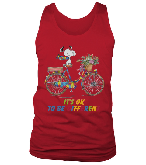 Snoopy Riding Bike It’s Ok To Be Different Autism shirt Tank Top Unisex