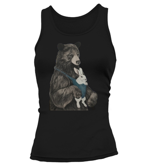 Bear taking baby bunny Tank top Woman