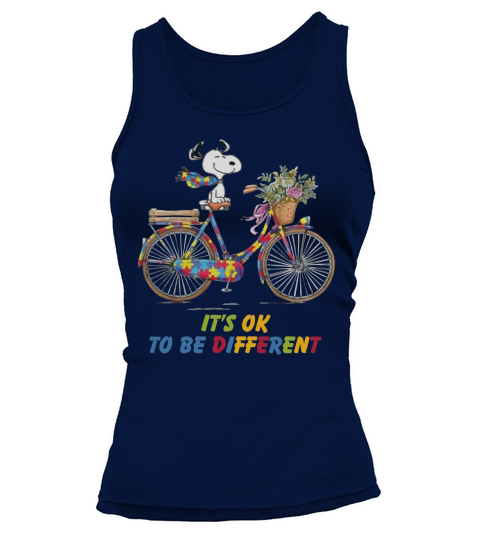 Snoopy Riding Bike It’s Ok To Be Different Autism shirt Tank top Woman