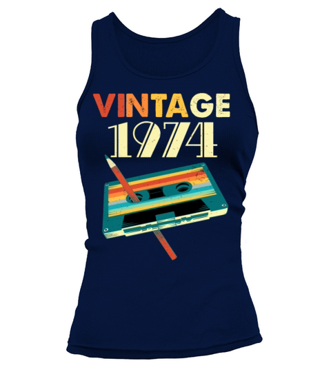 Vintage 1974 Music Cassette 1974 Birthday Tank top Woman