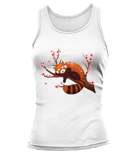 Vintage Red Panda Japanese Cherry Blossom Flower shirt - Apron Tank top Woman