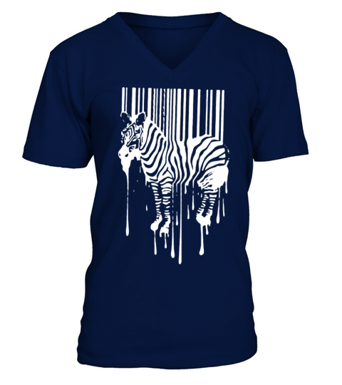 Banksy Street Art Zebra Bar Code V-Neck T-shirt