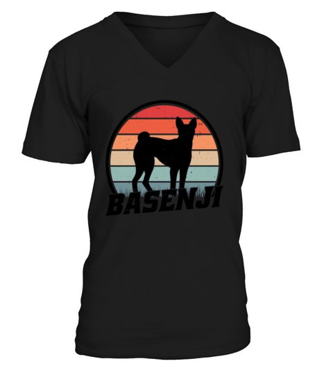 Basenji Retro Congo Terrier Vintage V-Neck T-shirt