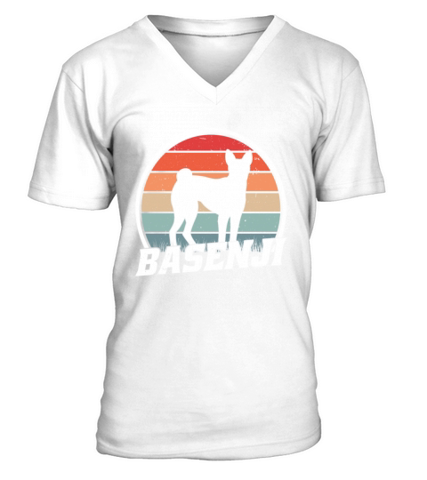 Basenji Retro Congo Terrier Vintage V-Neck T-shirt