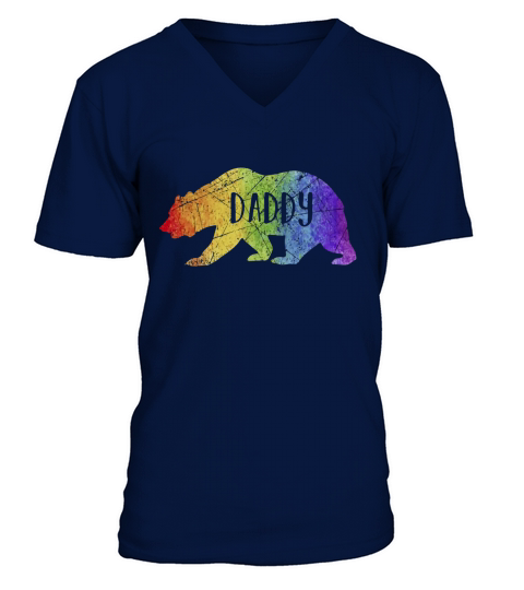 Daddy Bear Rainbow LGBT T-Shirt - Lesbian Gay Pride Gift V-Neck T-shirt