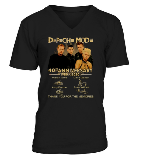 Depeche Mode 40th anniversary 1980 2020 signature thank memories shirt - Unisex Long Sleeve V-Neck T-shirt
