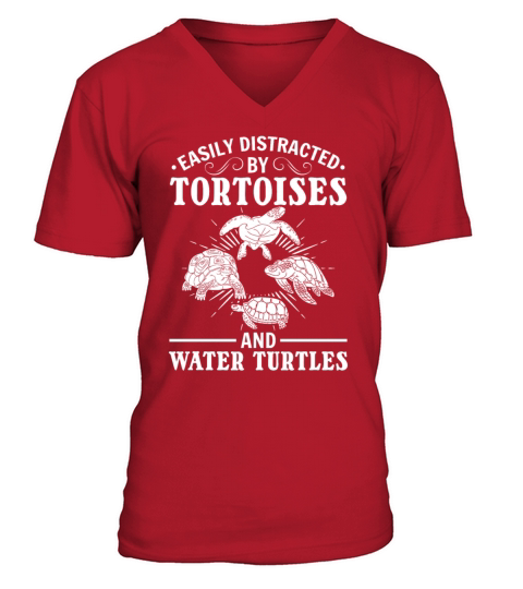 Easily Distracted By Tortoises And Water Turtles V-Neck T-shirt