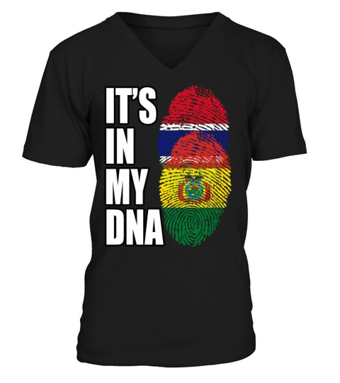 Gambian And Bolivian Mix Heritage DNA Flag V-Neck T-shirt