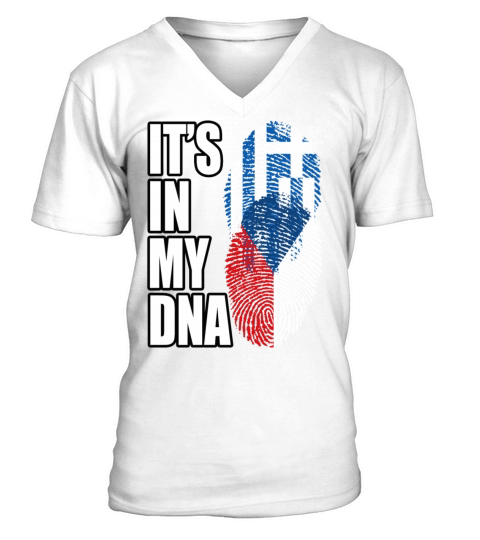Greek And Czech Mix Heritage DNA Flag V-Neck T-shirt