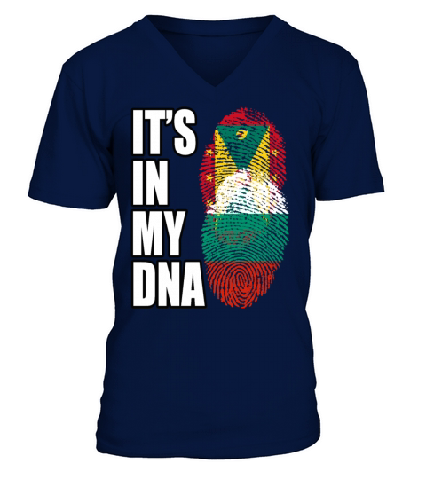 Grenadian And Bulgarian Mix Heritage DNA Flag V-Neck T-shirt