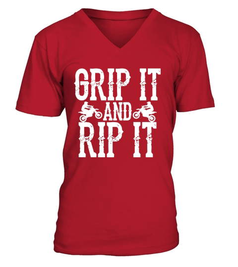 GRIP IT FUNNY MOTOCROSS DIRT BIKE SHIRT  Tshirts V-Neck T-shirt