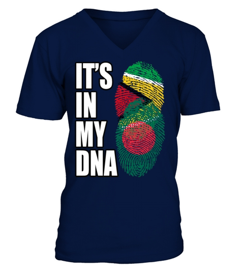Guyanese And Bangladeshi Mix Heritage DNA Flag V-Neck T-shirt