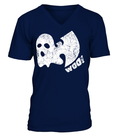 halloween ghost woo wutang white V-Neck T-shirt
