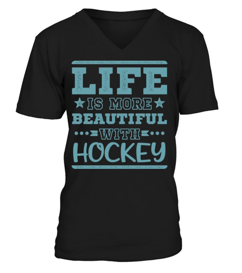 Hockey Is Lucky Word Team Coaches Sayings Funny V-Neck T-shirt
