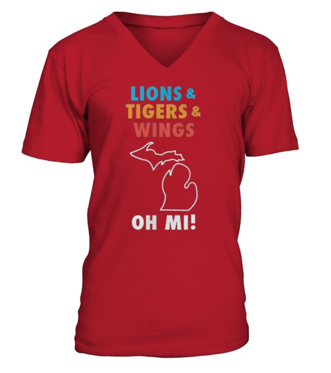 Lions &amp; Tigers &amp; Wings OH MI! V-Neck T-shirt