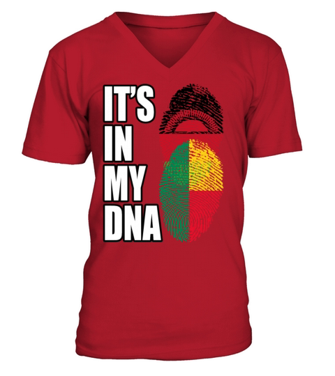 Malawian And Benin Mix Heritage DNA Flag V-Neck T-shirt