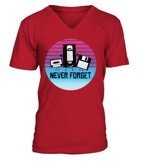 Never Forget Funny Vintage Cassette Tape V-Neck T-shirt