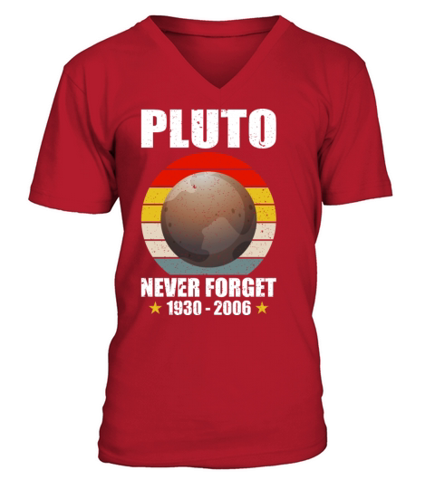 Never Forget Pluto Retro Style Funny Space Funny V-Neck T-shirt