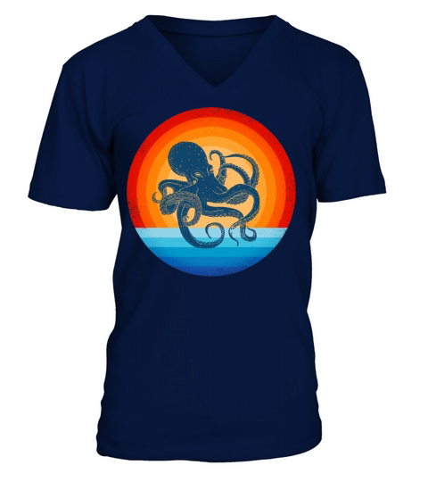 Octopus Retro Vintage V-Neck T-shirt