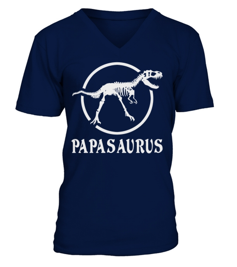 Papasaurus Dinosaur Skeleton Shirt V-Neck T-shirt