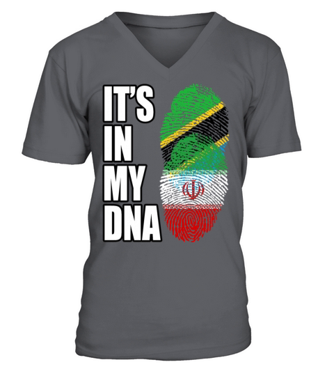 Tanzanian And Iranian Vintage Heritage DNA Flag V-Neck T-shirt