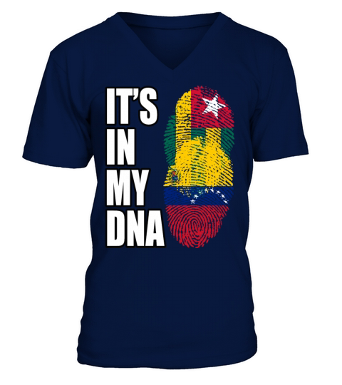 Togolese And Venezuelan Mix Heritage DNA Flag V-Neck T-shirt