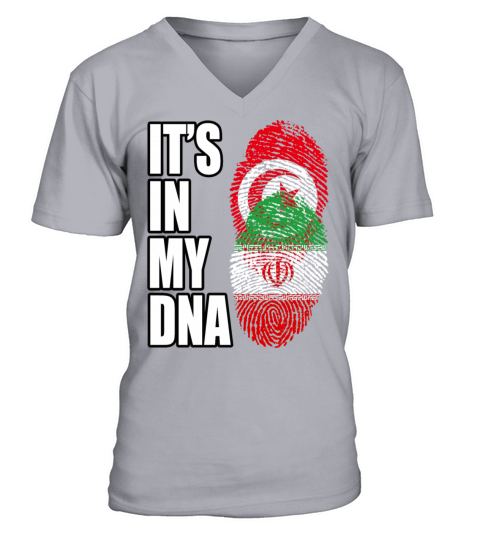 Tunisian And Iranian Mix Heritage DNA Flag V-Neck T-shirt