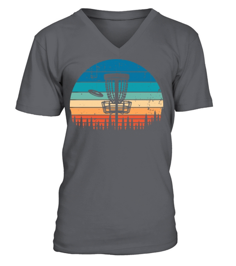 Vintage Disc Golf Retro Distressed Sunset V-Neck T-shirt