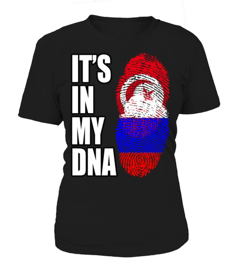 Tunisian And Russian Mix Heritage DNA Flag Women's T-Shirt
