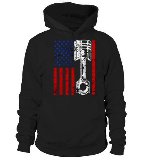 American Flag Piston Muscle Car Mechanic Hoodie Unisex