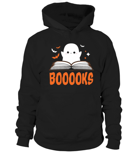 Booooooks Ghost Reading Books Funny Halloween Puns Hoodie Unisex