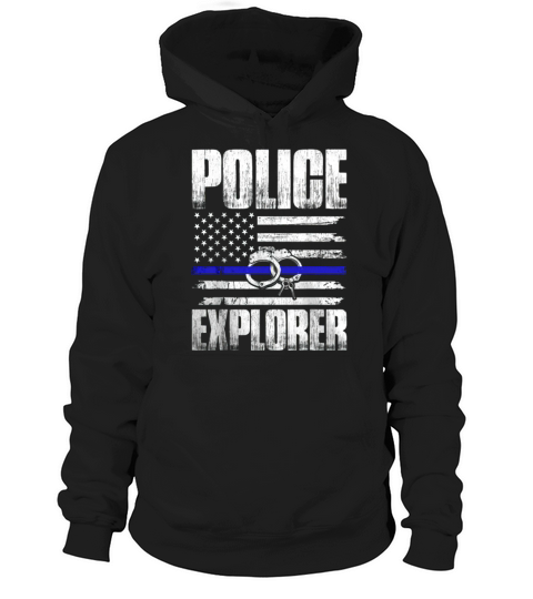 Police Explorer Thin Blue Line American Flag shirt Hoodie Unisex