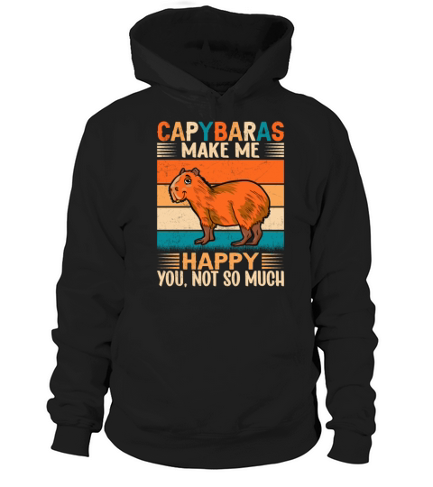 Retro Vintage Style Capybara Makes More Happy Hoodie Unisex