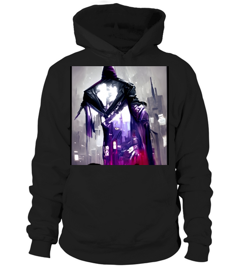 Scary Ghost in colors and a grey town Hoodie Unisex