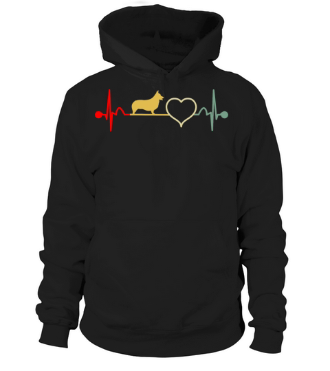 Welsh Corgi Cardigan Dog Heartbeat Vintage Retro Hoodie Unisex