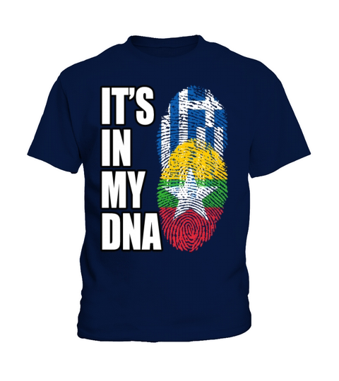 Greek And Burmese Mix Heritage DNA Flag Kids T-Shirt