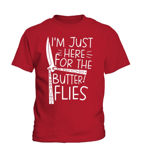 Knives Collector Im Just Here For The Butterflies Kids T-Shirt
